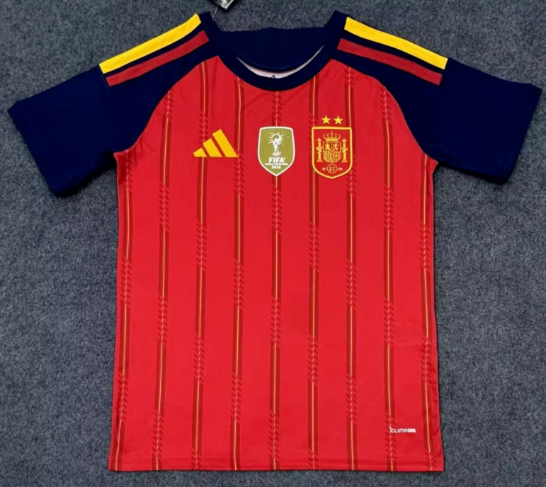 Spain 2026 home shirt (2 stars with golden patch)